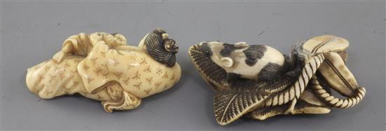 Two Japanese ivory netsuke, 19th century, length 5.7cm